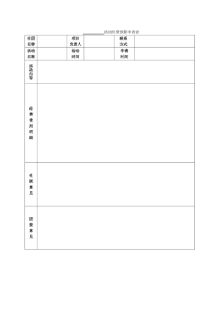 活动经费预算申请表