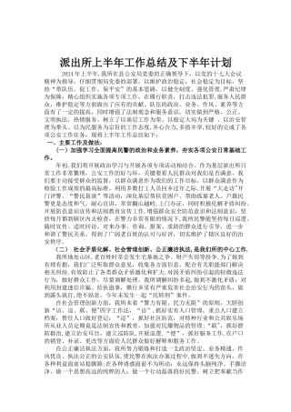 派出所上半年工作总结及下半年计划