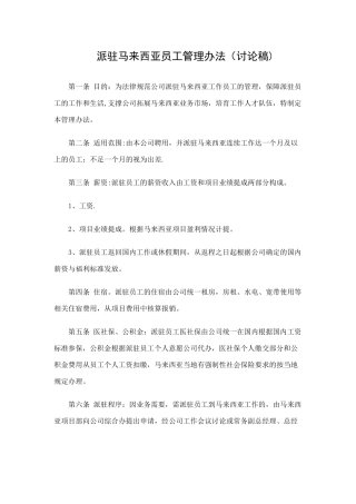 派驻海外人员管理规定