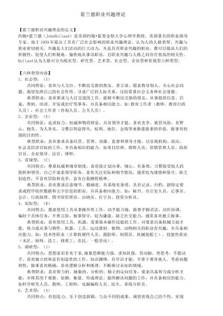 霍兰德职业兴趣测试完整版