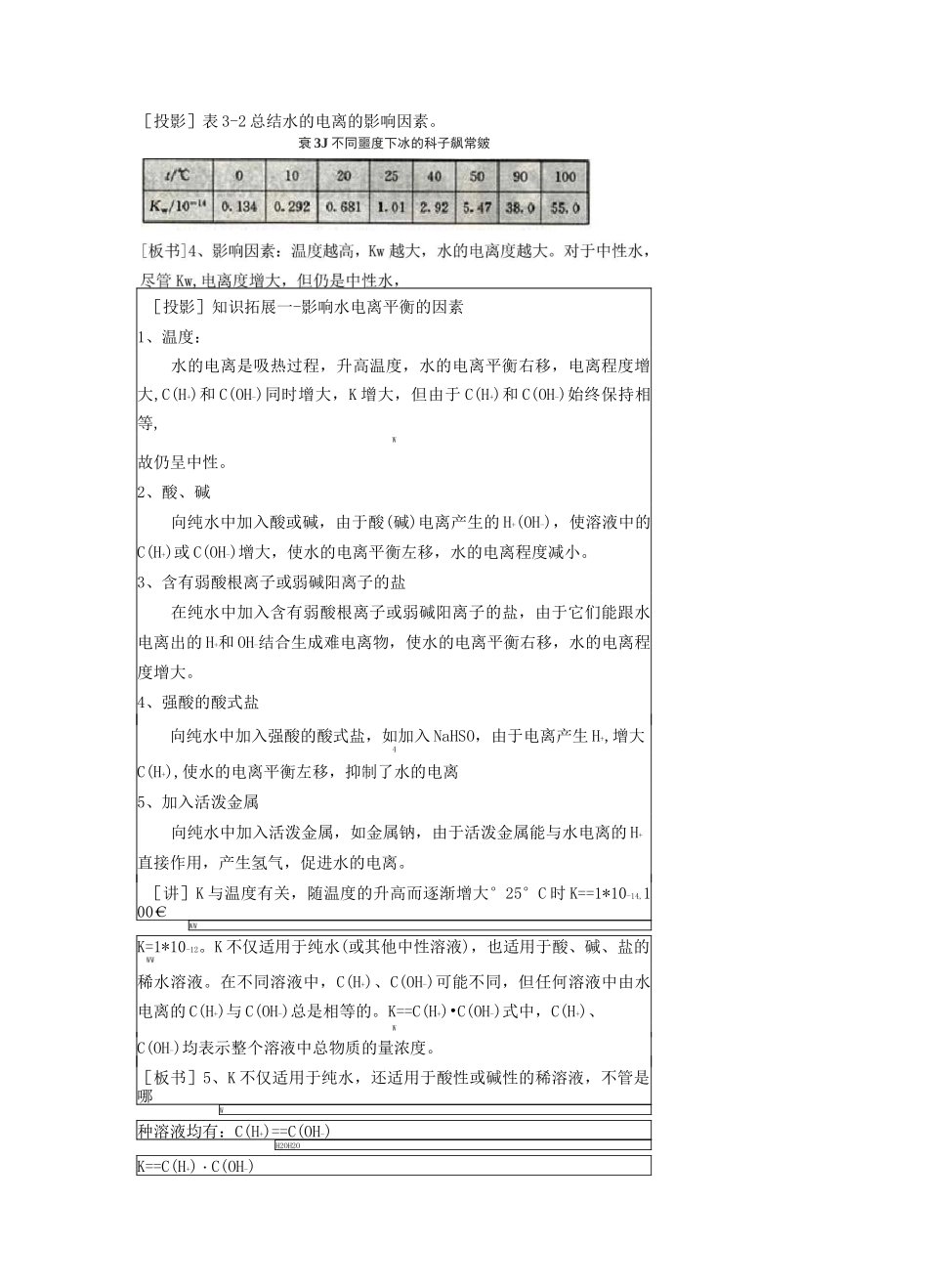 高中化学《水的电离》教案1 新人教版选修4_第3页