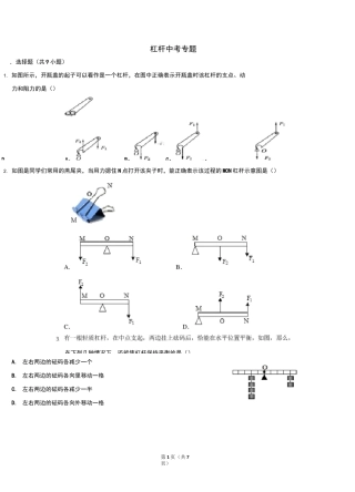 杠杆中考专题