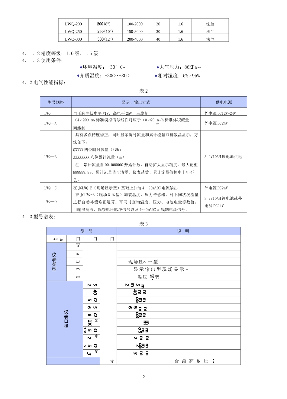 LWQ气体涡轮流量计说明书_第2页