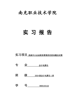 浅谈中小企业财务管理存在的问题及对策