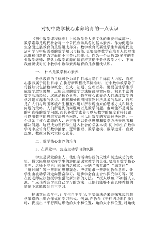 浅谈初中数学核心素养