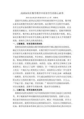 浅谈如何在数学教学中培养学生的核心素养