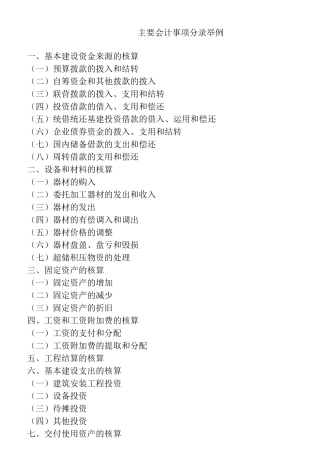 基建主要会计事项分录举例