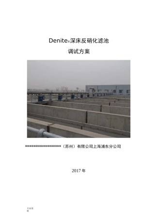 反硝化滤池调试方案
