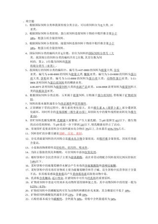 饲料学试题库课案