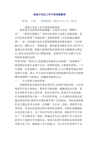 浅谈少先队工作中的体验教育