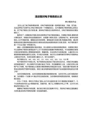 浅谈我对电子商务的认识