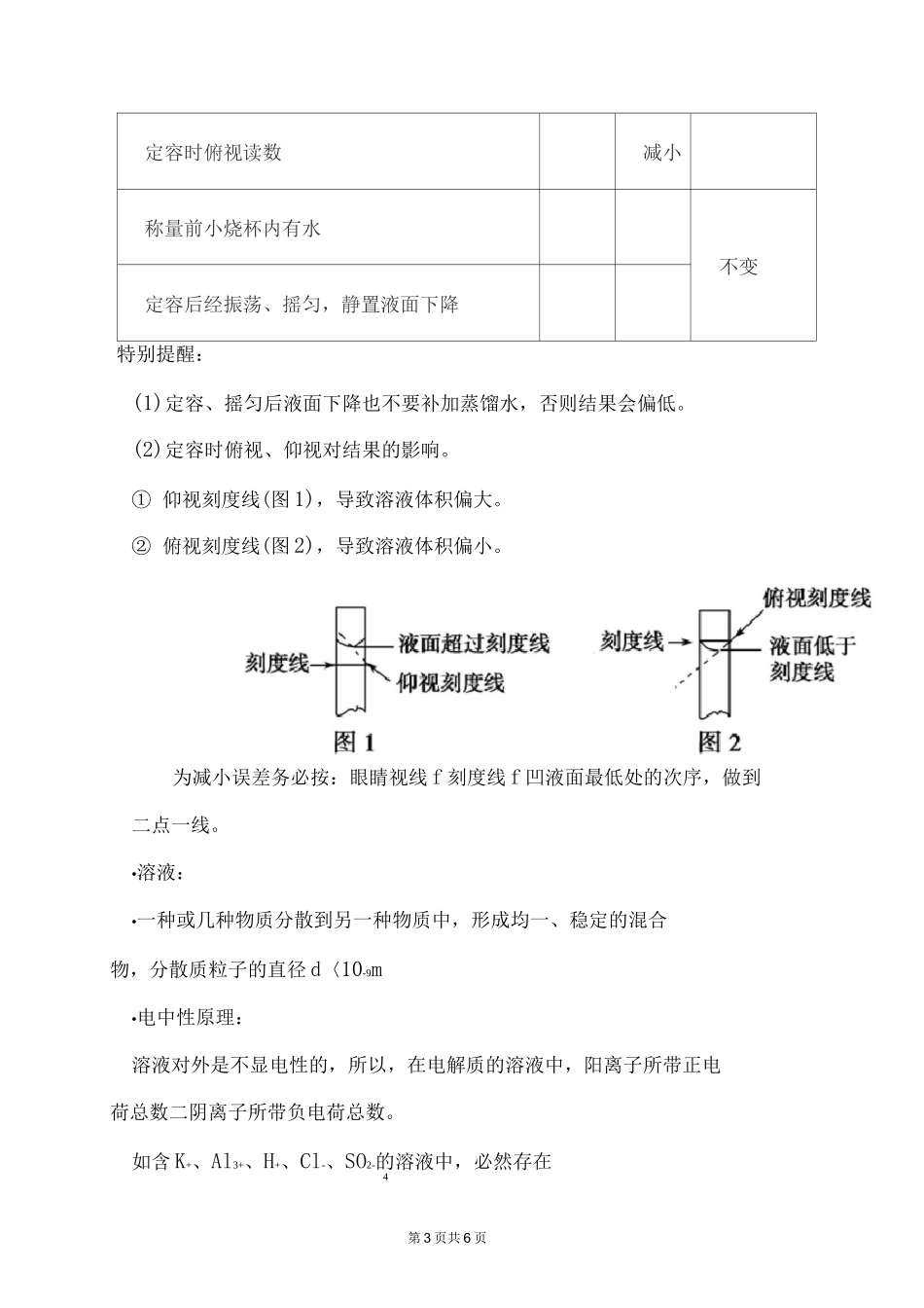 高中化学 一定物质的量浓度的溶液的配置和稀释的实验原理_第3页