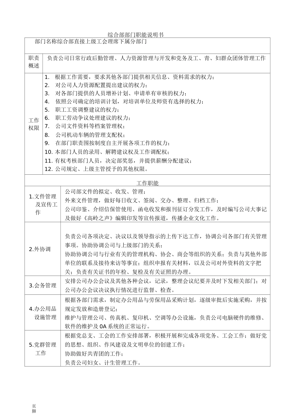 部门职能说明书完全版_第2页
