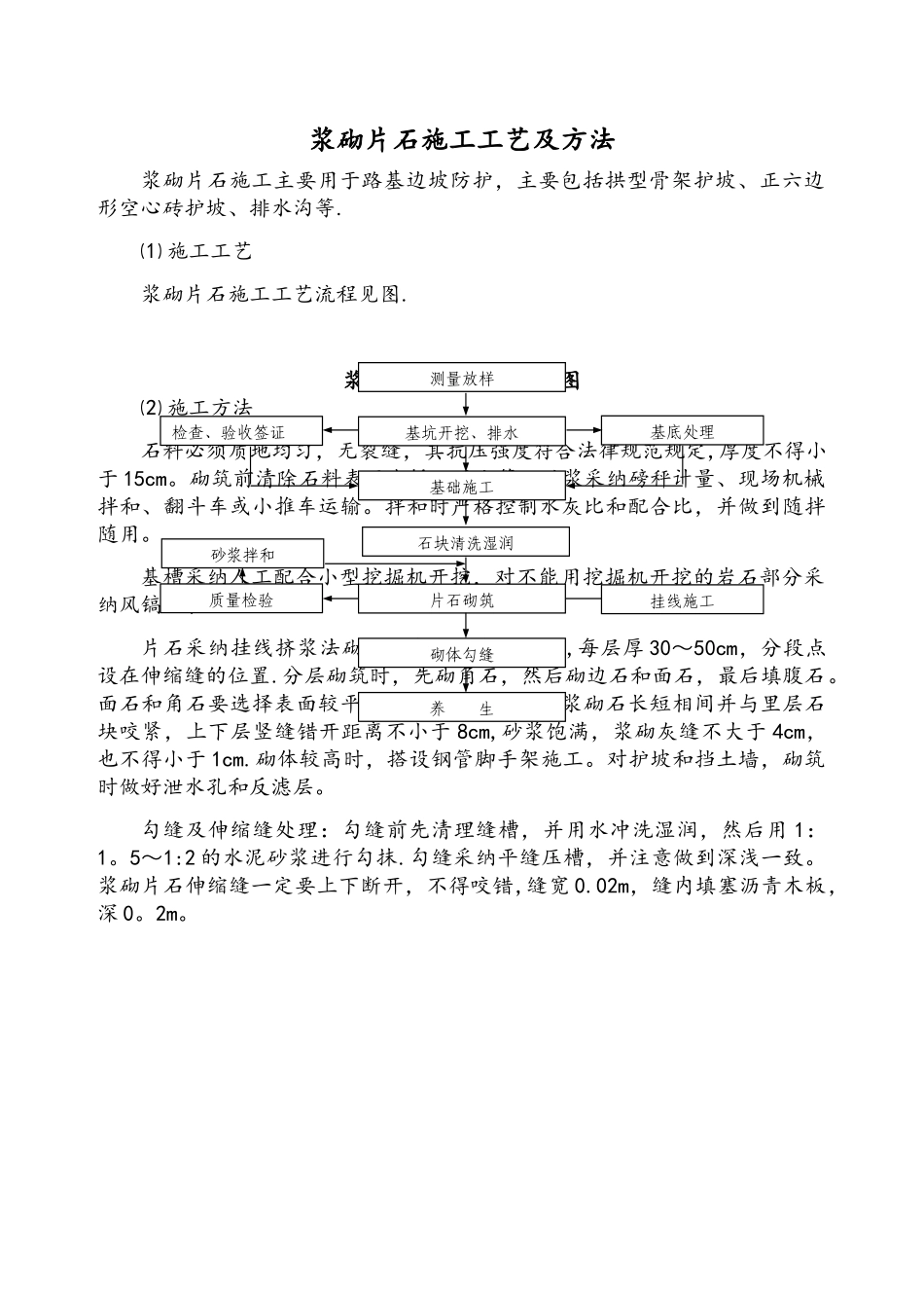 浆砌片石施工工艺及方法_第1页
