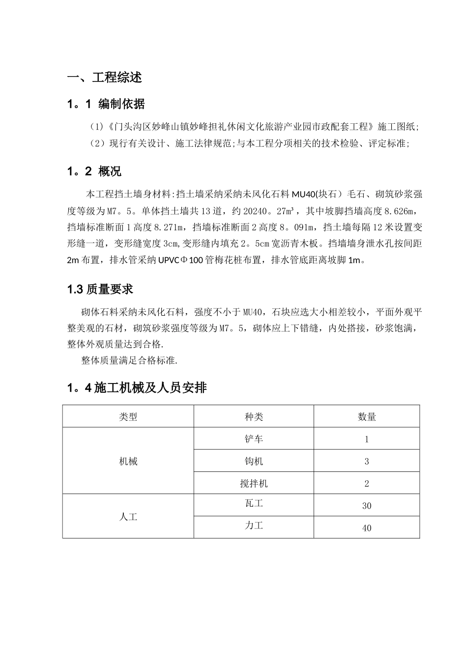 浆砌石挡墙专项方案_第1页