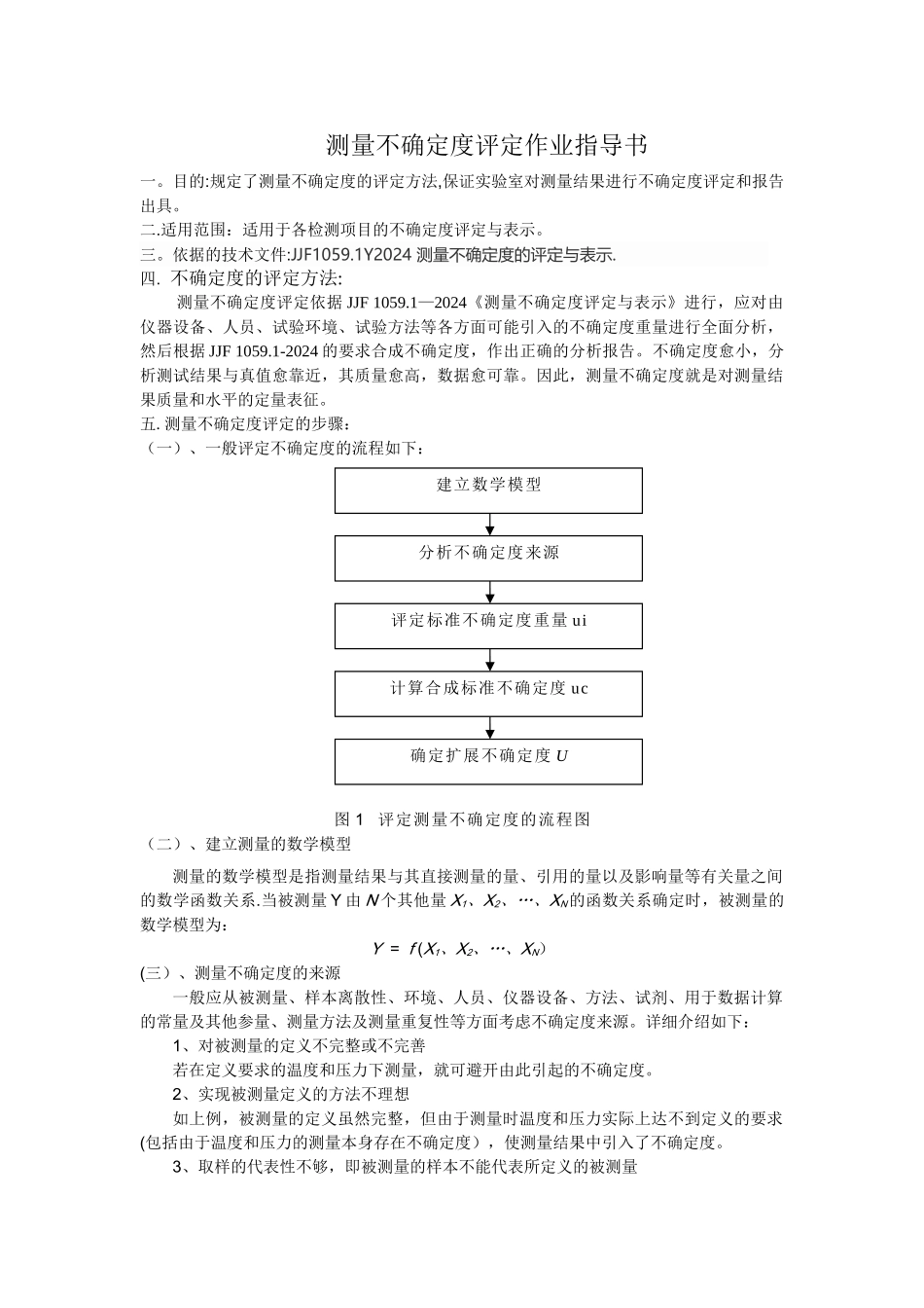 测量不确定度评定作业指导书_第1页