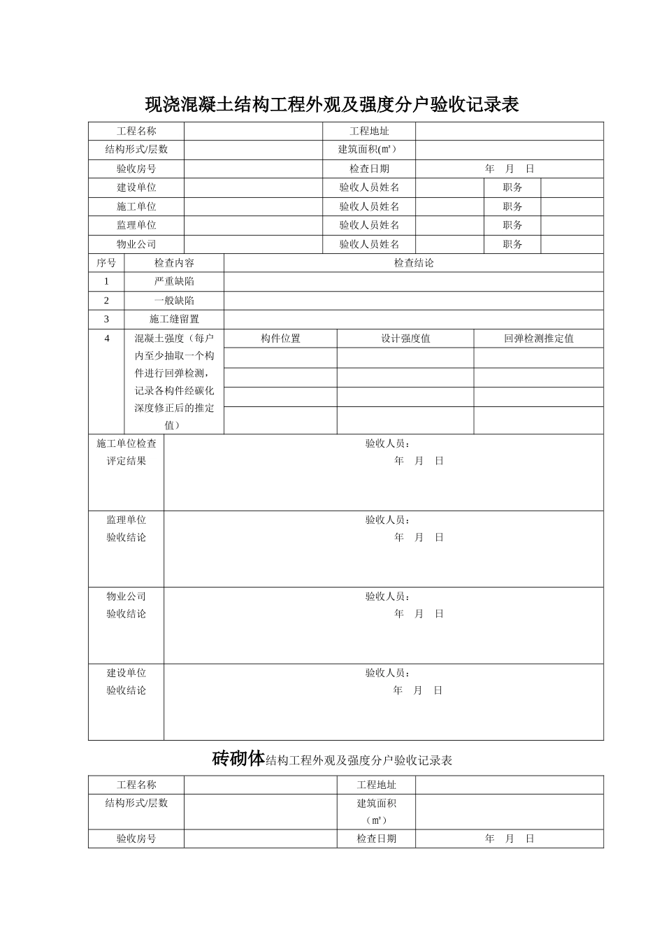 济南住宅工程质量分户验收表格[空白]_第1页