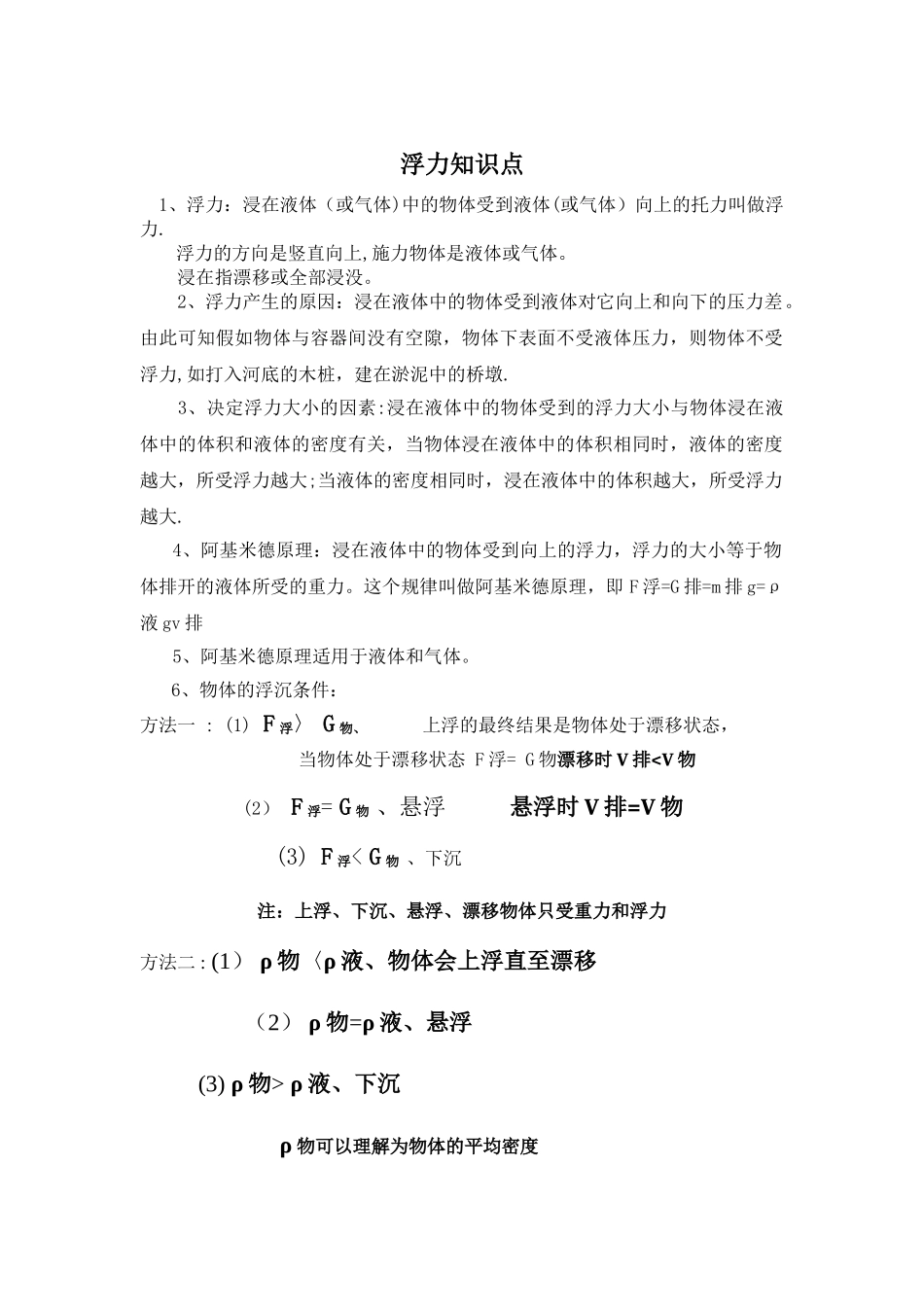 浮力知识点总结_第1页