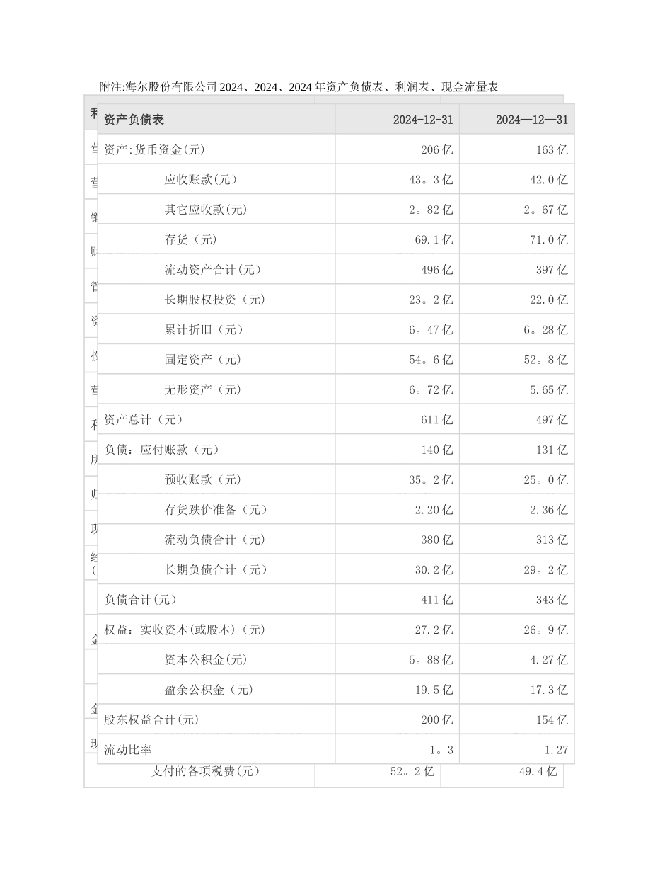 海尔公司财务报表分析_第2页