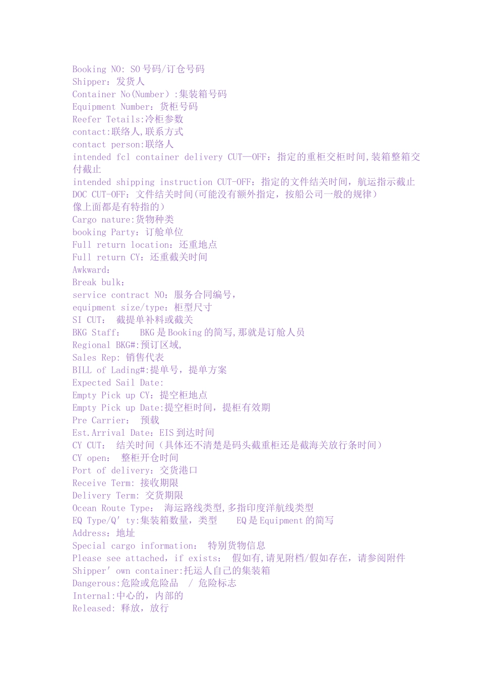 海运常用中英文对照_第2页