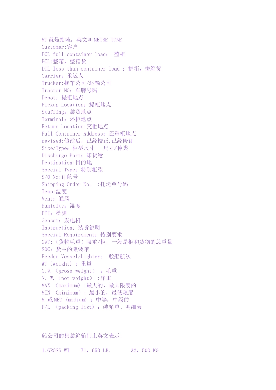 海运常用中英文对照_第3页