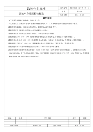 涂装车身漆膜质量检验标准