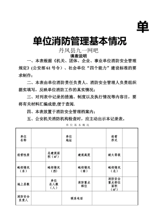 消防安全单位基本概况
