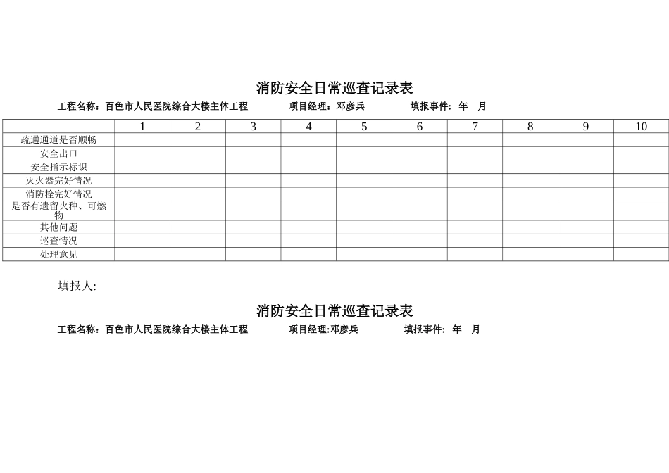 消防安全日常巡查记录表_第1页