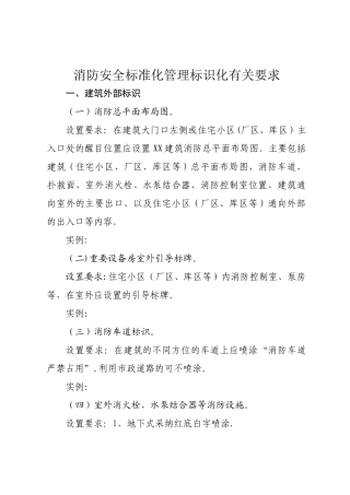 消防安全标准化管理标识化有关要求
