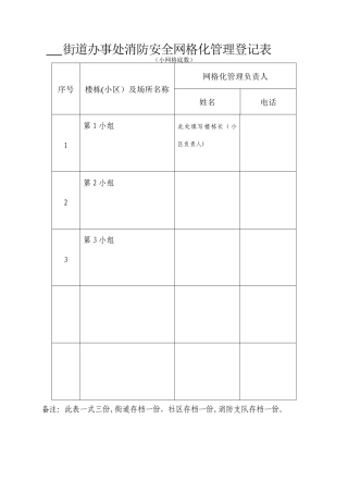 消防安全网格化管理登记表