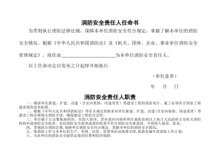 消防安全责任人任命书样式