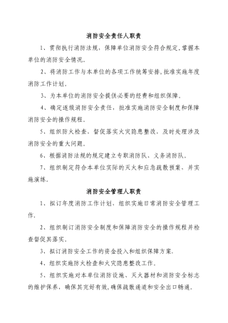 消防安全责任人管理人职责及制度况