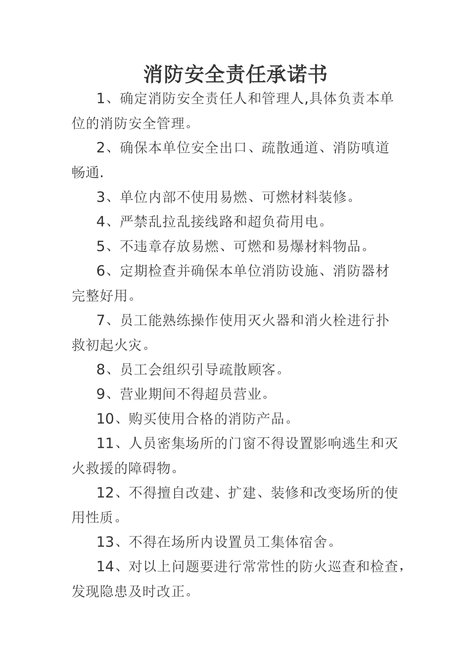 消防安全责任承诺书_第1页