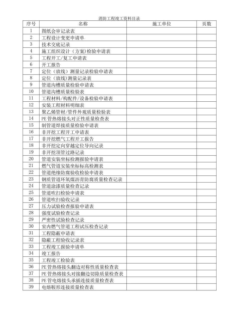 消防工程竣工资料表格范本_第1页