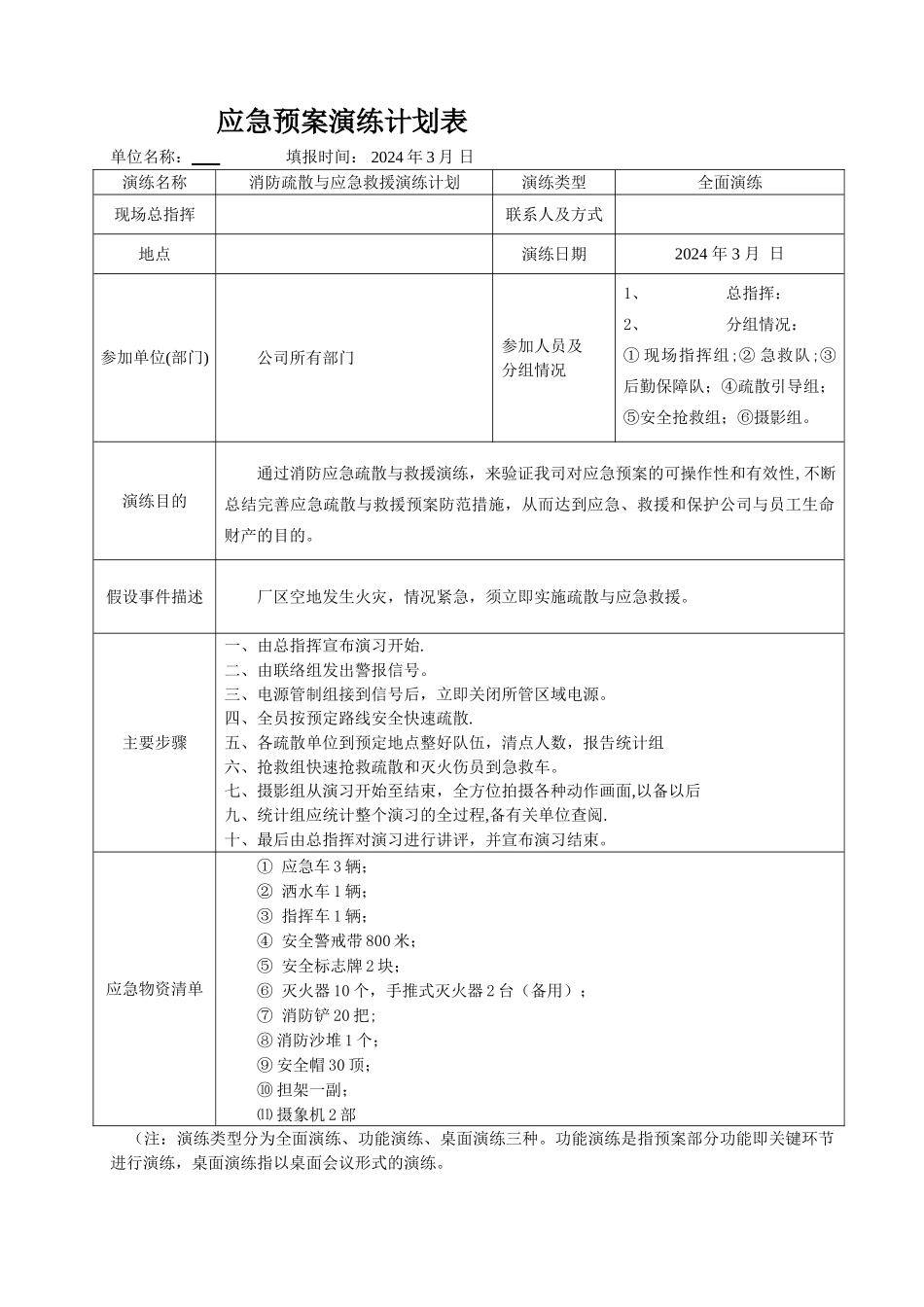 消防应急预案演练计划表_第1页