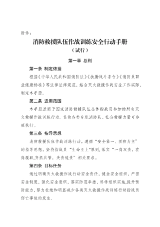 消防救援队伍作战训练安全行动手册