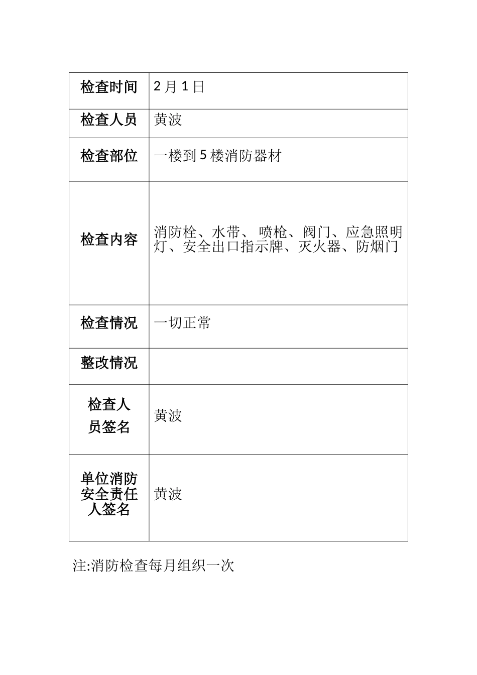 消防每月检查记录表_第3页