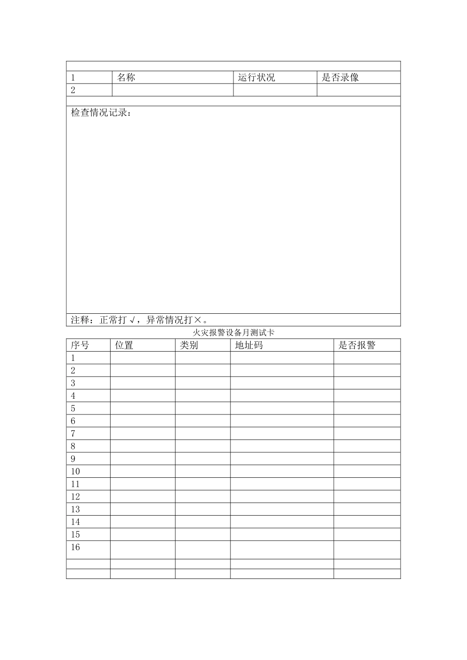 消防设备定期检查记录表_第3页