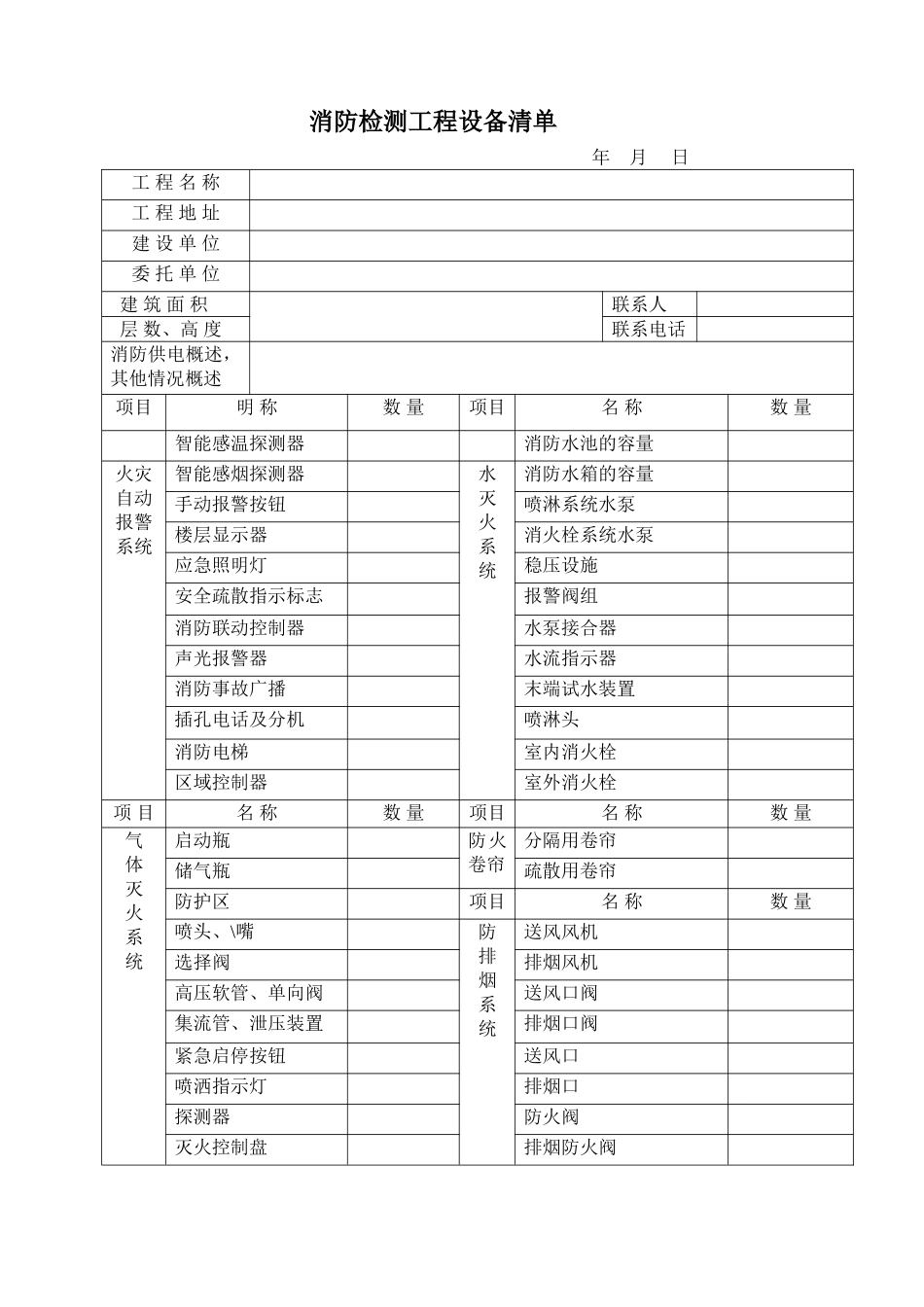 消防设备清单表_第1页