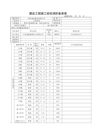 消防验收备案表