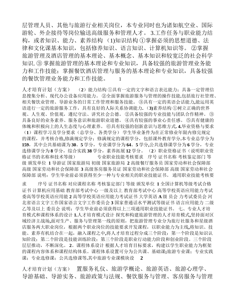 涉外旅游管理专业人才培养方案_第2页
