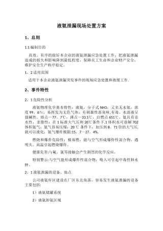 液氨泄漏事故处置方案