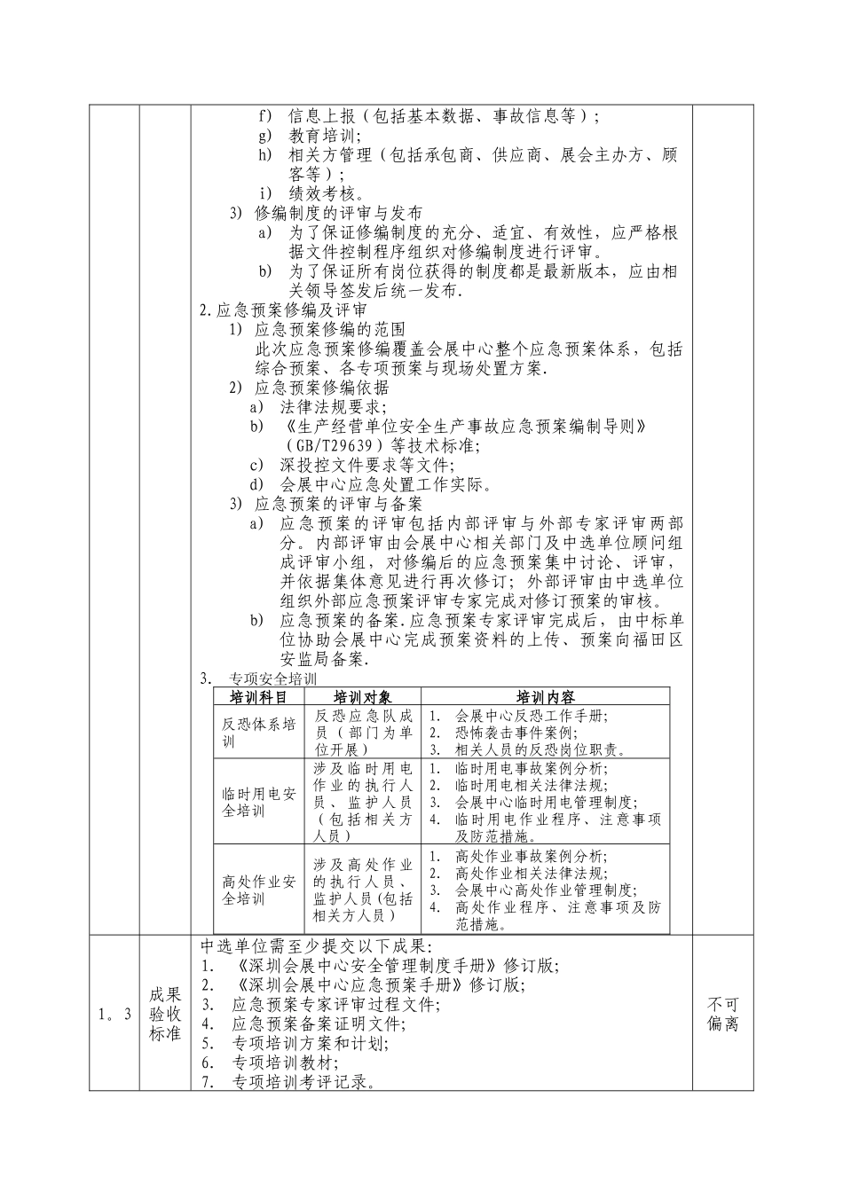 深圳会展中心应急预案和安全管理制度修订咨询项目竞争性谈判邀请_第3页