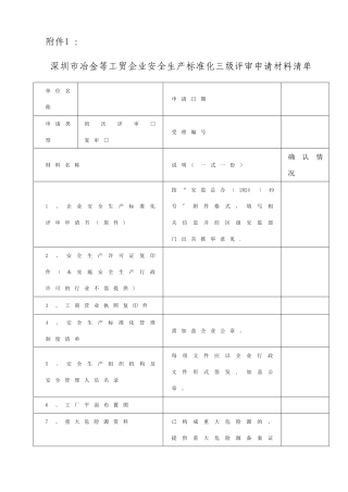 深圳市三级安全生产标准化自评、评审相关要求