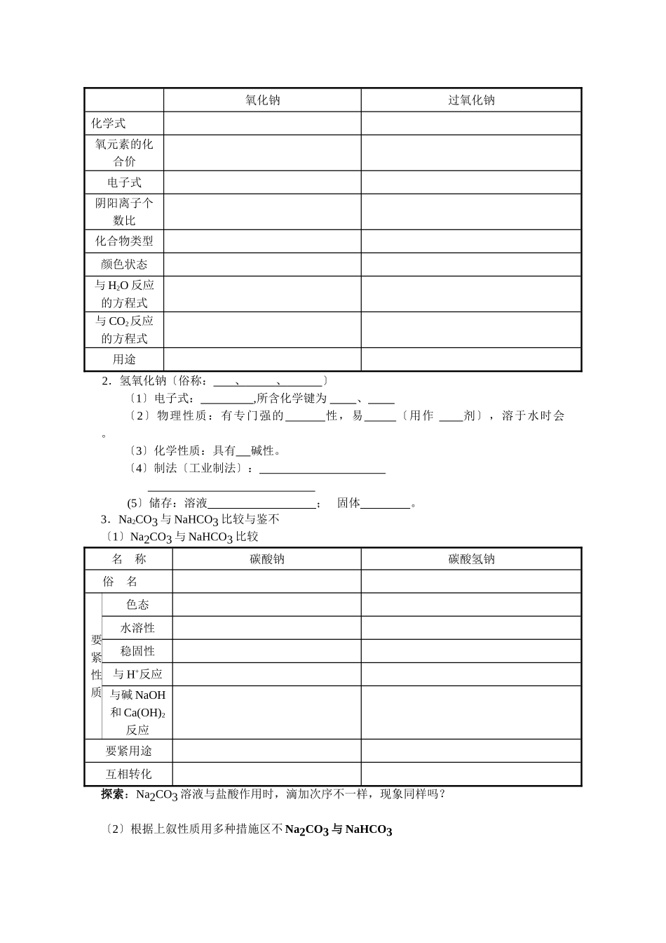 2025年高三化学一轮考点精析26钠及其化合物_第2页