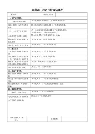 深基坑工程巡视检查记录表