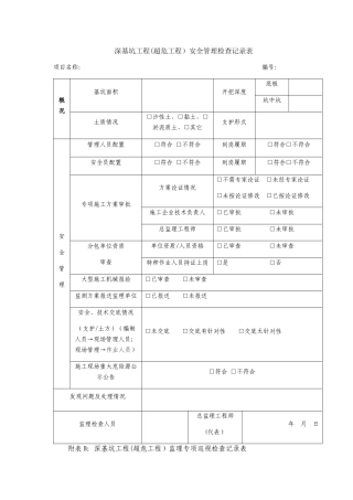 深基坑工程监理检查及巡视表
