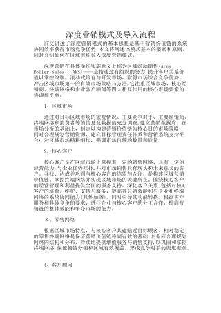 深度营销模式及导入流程