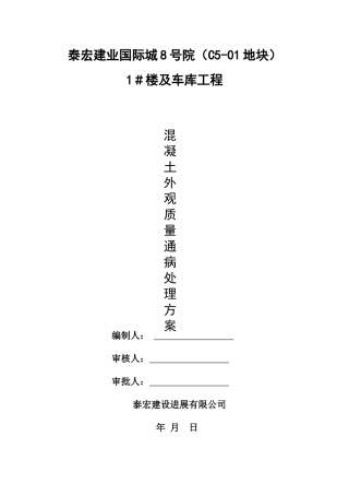 混凝土外观质量通病处理方案