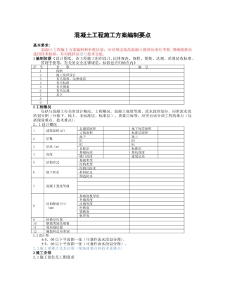混凝土工程施工方案编制要点